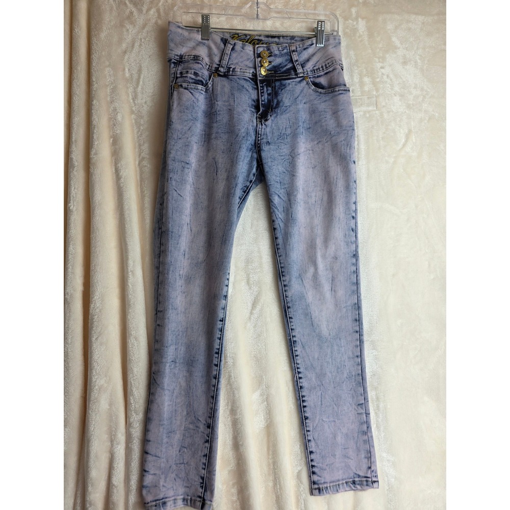 Kalowa Jeans Premium Collection Acid Wash High Rise Button Fly Skinny‎ Size 11